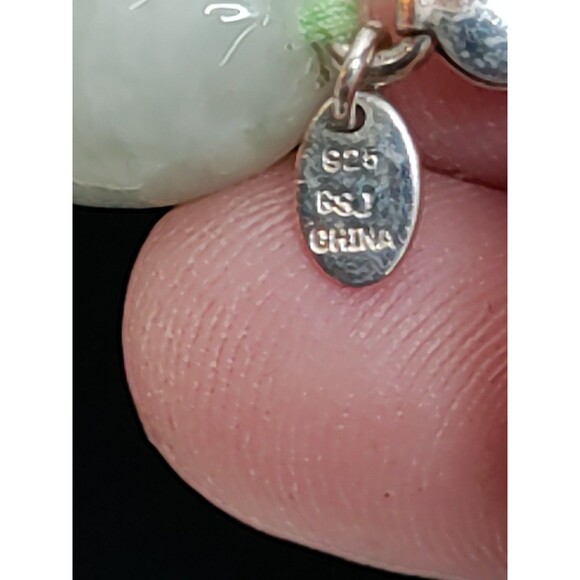 GSJ Gold Stone Jadeite 12mm Bead 34” Necklace Sterling 925 Vintage Estate 224 Gr - Picture 5 of 6